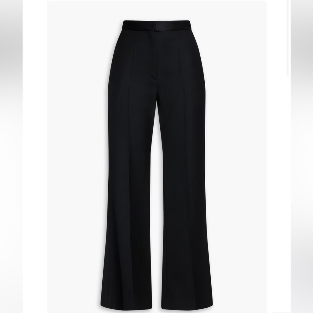 Sandro satin-trimmed wool blend flared pants, Sz 0